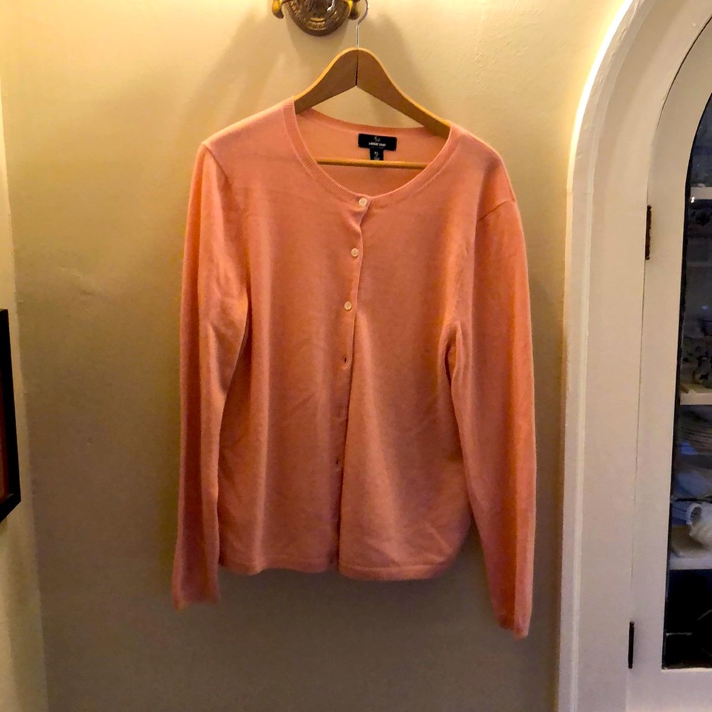 100% cashmere cardigan. NEVER WORN. Soft peach color.